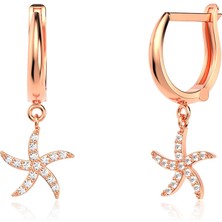 İndigo Takı Küçük Deniz Yıldızı Rose Gümüş Küpe