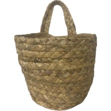 T. Concept Dekoratif Tek Kulplu Iplikli Rattan Hasır Sepet, Çok Amaçlı Düzenleme, Askı Sepeti Orta