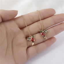 Masoffy Kırmızı Yeni Benzersiz Küçük Kuş Damla Uzun Asılı Sinek Kuşu Küpe Kadınlar Için Zarif Kız Püskül Kristal Kolye Küpe Takı (Yurt Dışından)