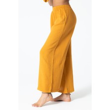 RUBYSTARS Karamel Müslin Rahat Kesim Bel Lastikli Geniş Paça Bohem Pantolon