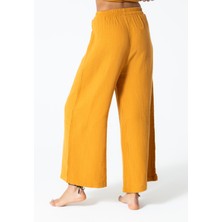 RUBYSTARS Karamel Müslin Rahat Kesim Bel Lastikli Geniş Paça Bohem Pantolon