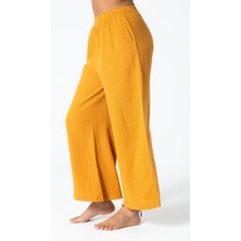 RUBYSTARS Karamel Müslin Rahat Kesim Bel Lastikli Geniş Paça Bohem Pantolon