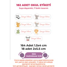 Mey Art Kişiye Özel 7 Farklı Sevimli Hayvan Temalı 182 Parça Okul Isim Etiketi-Sticker