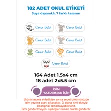 Mey Art Kişiye Özel 7 Farklı Sevimli Hayvan Temalı 182 Parça Okul Isim Etiketi-Sticker