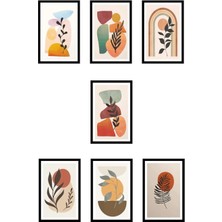 Wooden Factory 7 Parça Bohem Yapraklar Duvar Dekoru - Salon Oturma Yatak Odası Mutfak Ofis Antre Için Tablo Seti