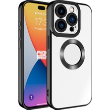 HEPTEKİLETİŞİM Apple iPhone 15 Pro Max Kılıf Kamera Lens Korumalı Logo Gösteren Parlak Kenarlı Kapak (Omega)