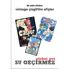 Meyart Home Vıntage Çizgi Film Etiket  55 Adet Yüksek Kalite Pvc Sticker