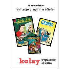 Meyart Home Vıntage Çizgi Film Etiket  55 Adet Yüksek Kalite Pvc Sticker