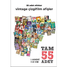 Meyart Home Vıntage Çizgi Film Etiket  55 Adet Yüksek Kalite Pvc Sticker