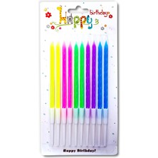 Kidspartim Ince Renkli Burgulu Mum 13 cm 10 Lu