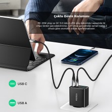 Rosstech 20W Pd LED Göstergeli Ultra Hızlı Şarj Adaptörü Usb-C Pd 20W + Usb-A Quick Charge 3.0 Dual Port (Rosstech Türkiye Garantili)