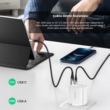 Rosstech 20W Pd LED Göstergeli Ultra Hızlı Şarj Adaptörü Usb-C Pd 20W + Usb-A Quick Charge 3.0 Dual Port (Rosstech Türkiye Garantili)