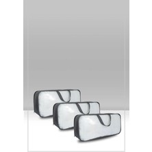 3'lü Set Pvc & Şeffaf Telli Valiz Hurç 60x40x20