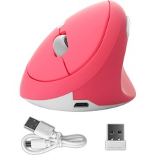 Valkyrie Y08 Dikey Kablosuz 2.4g Sessiz Şarjlı 6 Tuşlu Vertical Mouse 1600DPI 400MAH Pembe