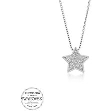 Gumush Swarovski Taşlı Gümüş Yıldız Bayan Kolye