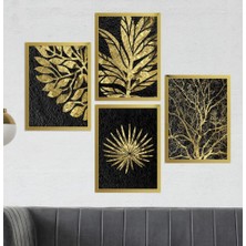 Wooden Factory Siyah ve Gold Detaylı Aynalı Altın Pleksli Çerçeveli Mdf Tablo