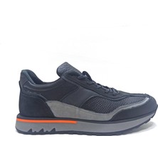 Marcomen Siyah Gri Deri Erkek Sneaker Ayakkabı