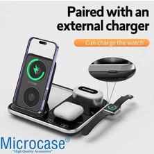 Microcase Samsung-Iphone-Apple Watch-Airpods ile Uyumlu 15W Rgb Işıklı 4in1 Kablosuz Hızlı Şarj Standı AL3994