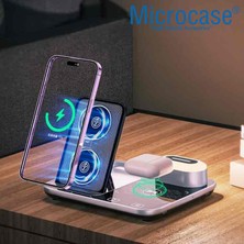 Microcase Samsung-Iphone-Apple Watch-Airpods ile Uyumlu 15W Rgb Işıklı 4in1 Kablosuz Hızlı Şarj Standı AL3994