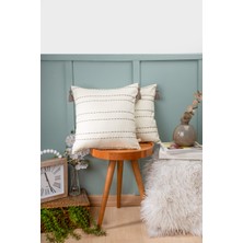 Dfn Wood Dfn Home Story Krem Renk Ikili Kırlent 43X43