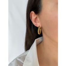 Kyver Çelik Küpe Burgu Model Kararmaz Çelik Gold 