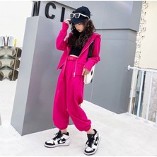 KİDS FACE Özel Tasarım Kapüşonlu Tam Fermuarlı Xxmcxx Sırt Baskılı Kışlık Luxury Kız Çocuk Eşofman Takımı