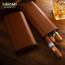 Cohiba Lubinski Deri 3'lü Puro Kılıfı Kesicili Kahve(60 Ring)