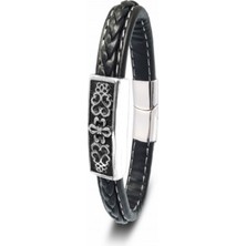 Hg.Aksesuar Çelik ve Deri Bileklik