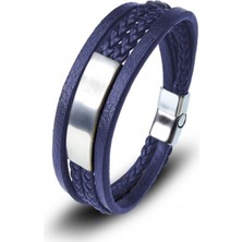 Hg.Aksesuar Erkek Deri ve Isim Yazılabilir Çelik Bileklik