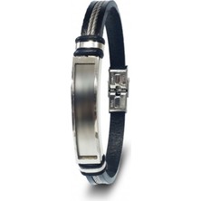 Hg.Aksesuar Erkek Isim Yazılabilir Çelik Plaka & Çelik Halat Bileklik