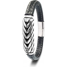 Hg.Aksesuar Çelik ve Deri Bileklik