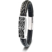 Hg.Aksesuar 316L Ayar Çelik ve  Deri Billeklik