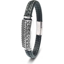 Hg.Aksesuar  Erkek Çelik ve  Deri Bileklik