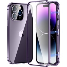Xstep Case iPhone 15 Pro Max Çift Taraflı Temperli Cam + Metal Çerçeve Kılıf Manyetik Telefon Kapağı (Yurt Dışından)