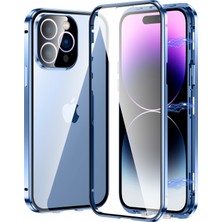 Xstep Case iPhone 15 Pro Max Çift Taraflı Temperli Cam + Metal Çerçeve Kılıf Manyetik Telefon Kapağı (Yurt Dışından)