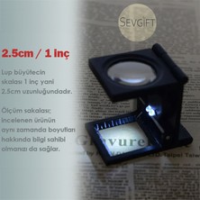 Sevgift 8x Skalalı Katlanır Metal Büyüteç (Lup)