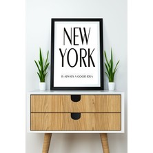 Artavessa Tek Parça Çerçeve Görünümlü Yazılı Mdf Tablo "new York"