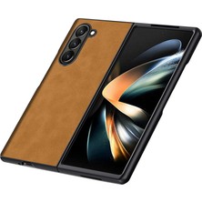 Microcase Samsung Galaxy Z Fold5 Için Deri Desenli Plastik Koruma Kılıf - AL3156