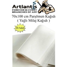 Artlantis Parşömen Kağıdı Milaj Kağıdı 70X100 cm 20 Adet Yağlı Çizim Kağıdı Parşumen Ince Kopya Kağıdı