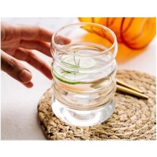 Angel Design 2 Adet Isıya Dayanıklı Borosilikat Cam Şerit Şeklinde Bardak Sunum Bardağı 300 ml