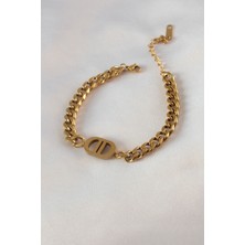 Clariss 316L Çelik Gold Renk Zincir Model Kadın Bileklik