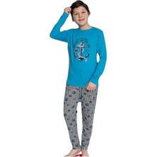 Mini Night Maky Çocuk Erkek Çocuk Pamuklu Uzun Kollu Pijama Takımı