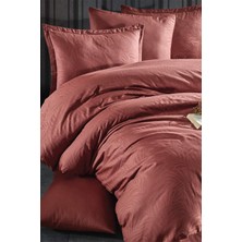 Clasy Arata Kiremit Çift Kişilik %100 Pamuk Saten Jakarlı Nevresim Takımı