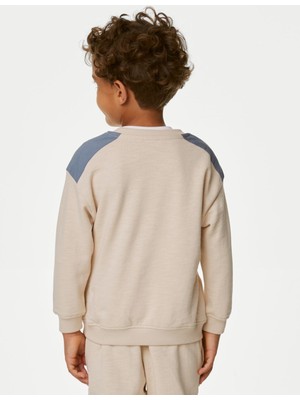 Marks & Spencer Saf Pamuklu Yuvarlak Yaka Sweatshirt