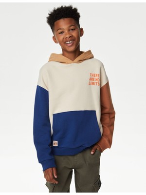 Marks & Spencer Renk Bloklu Kapüşonlu Sweatshirt