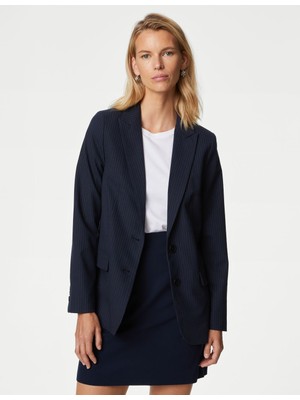 Marks & Spencer Relaxed Fit Çizgili Blazer Ceket