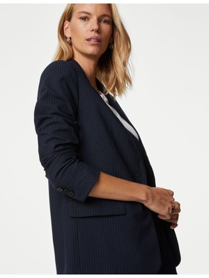 Marks & Spencer Relaxed Fit Çizgili Blazer Ceket