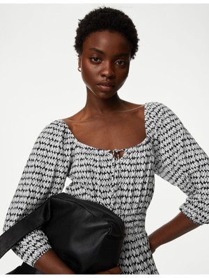 Marks & Spencer Desenli Midi Örme Elbise