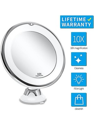 Haitn Banyo Aynası 10X Makyaj Vanity Ayna Banyoda LED Işıklı Taşınabilir El Kozmetik Büyütme Işık Aynalar | Banyo Aynaları (Yurt Dışından)