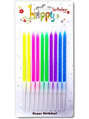 Kidspartim Ince Renkli Burgulu Mum 13 cm 10 Lu